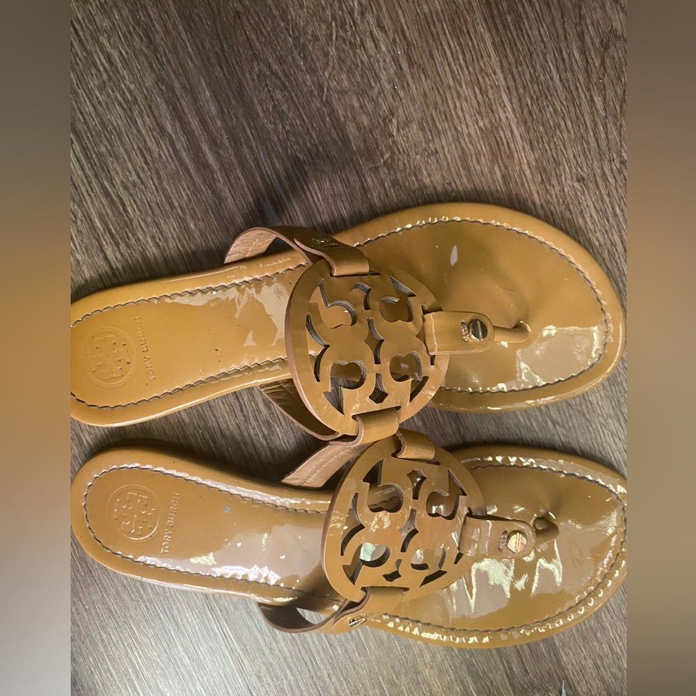 Tan Patent Leather Tory Burch Miller Sandal